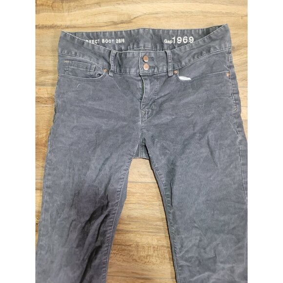 Gap 1969  Perfect Boot Corduroy Pants Jeans Women's Size 28 6 31 Color Pavement - Picture 4 of 13
